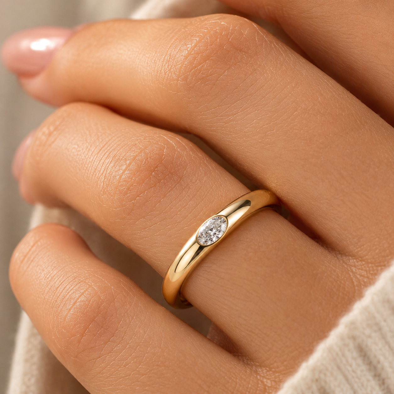 Ariston Inlaid Oval-Cut Moissanite Ring