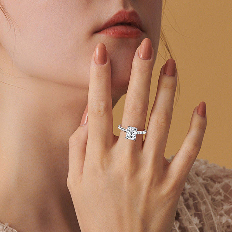 Ariston Emerald-Cut Moissanite Halo Ring