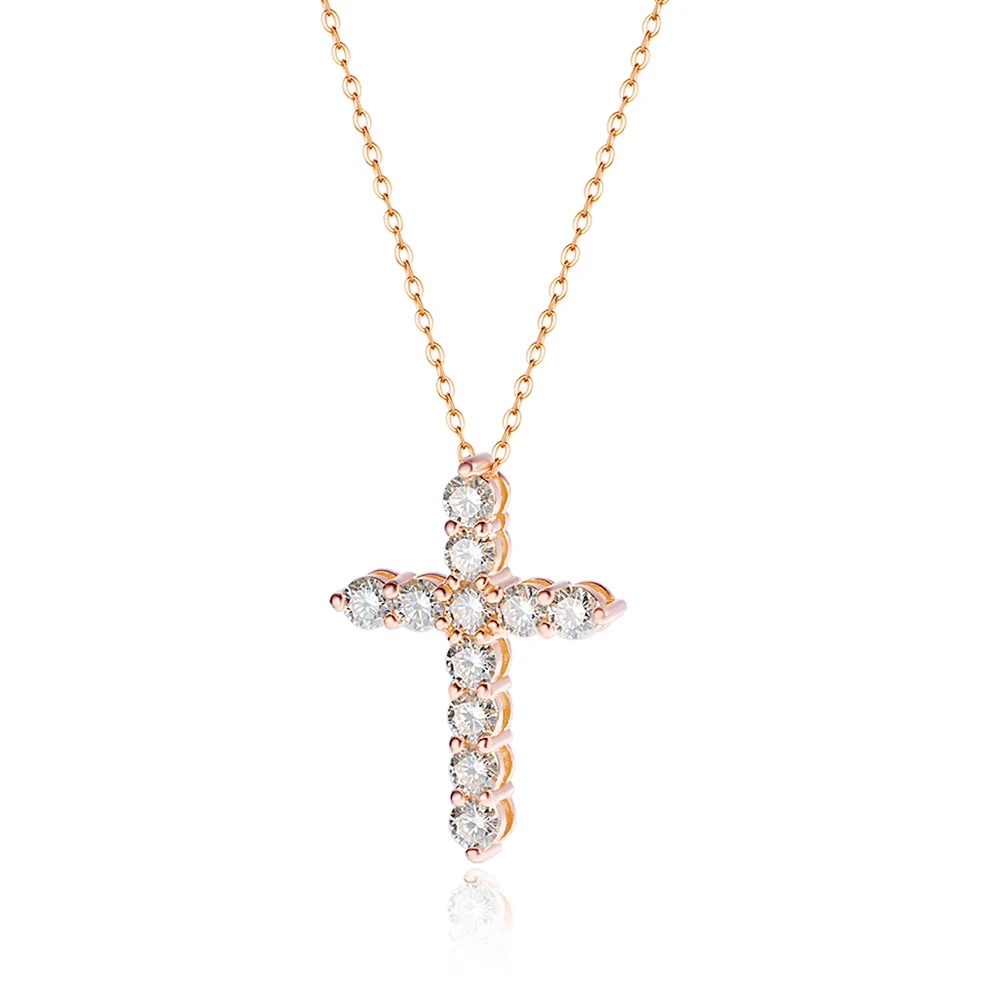 Aurora Delicate Cross Moissanite Necklace