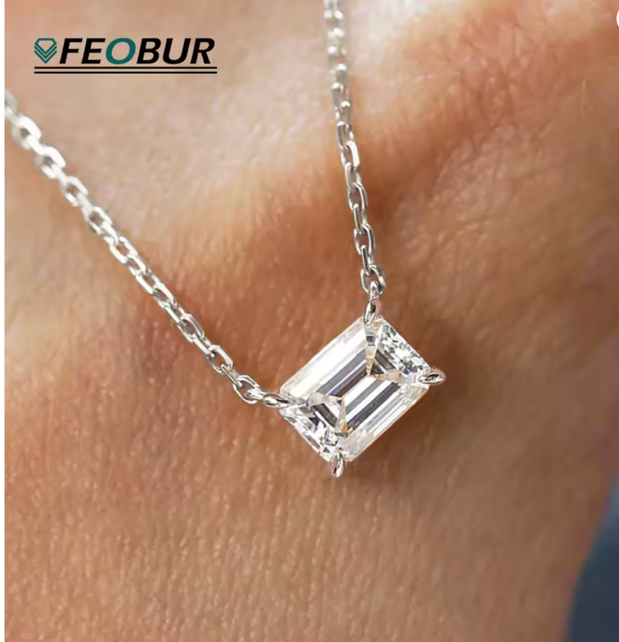 Celestia Emerald-Cut Moissanite Pendant