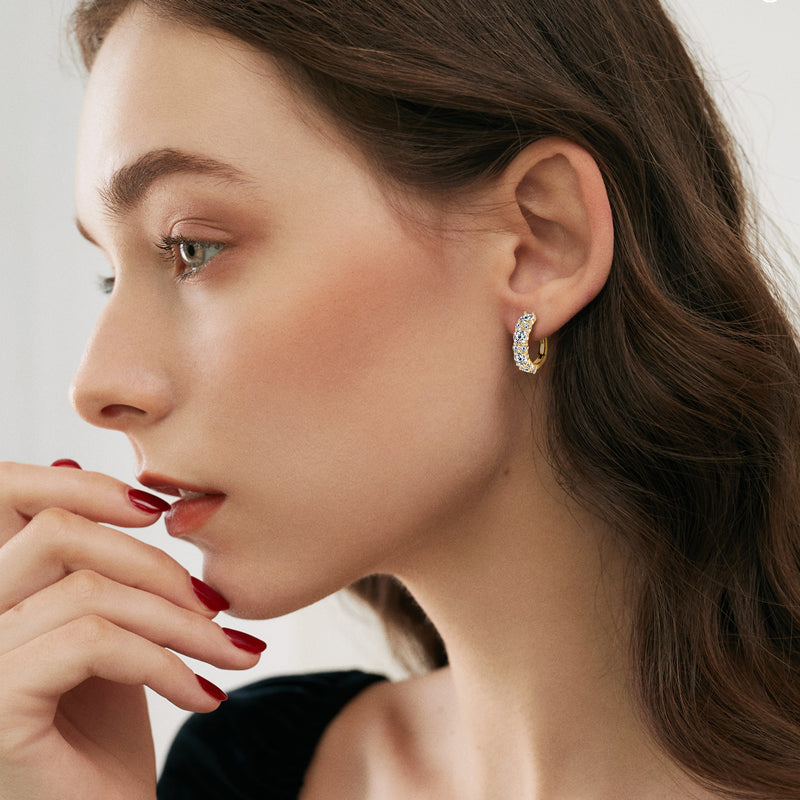 Celestia Cascade Hoop Moissanite Earrings