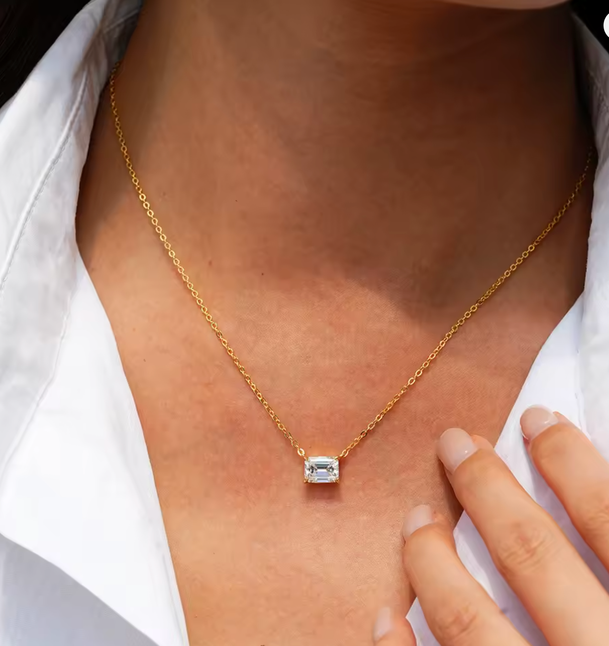 Celestia Emerald-Cut Moissanite Pendant