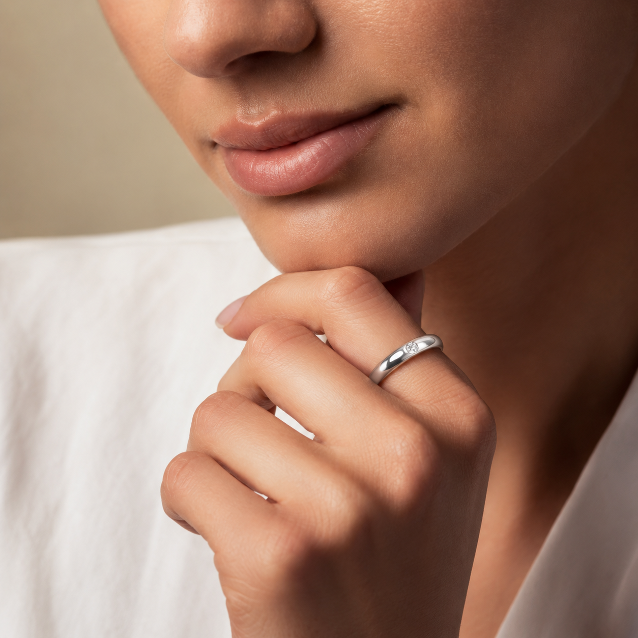 Ariston Inlaid Oval-Cut Moissanite Ring