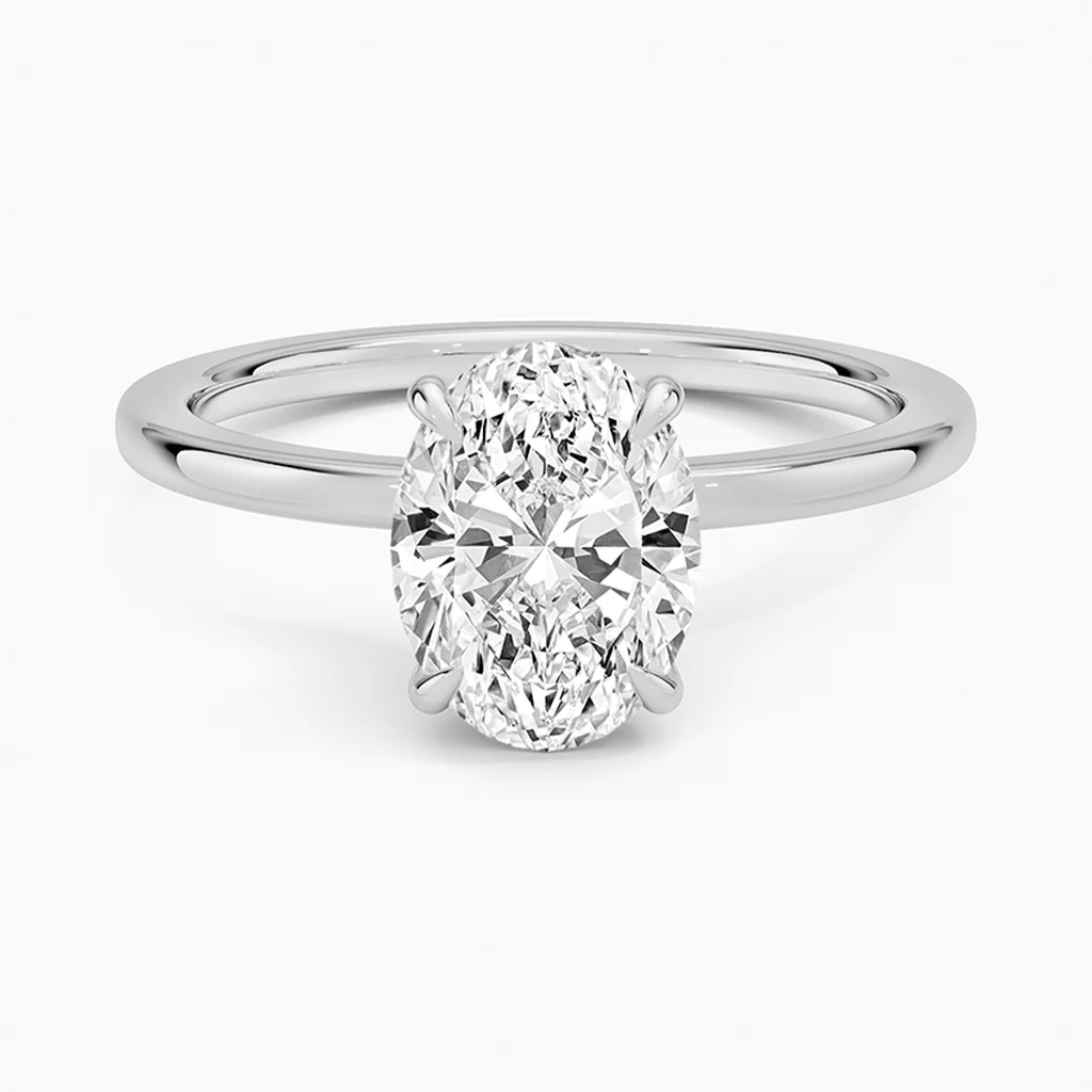 Luna Oval-Cut Hidden Halo Moissanite Rin
