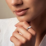 Ariston Inlaid Oval-Cut Moissanite Ring