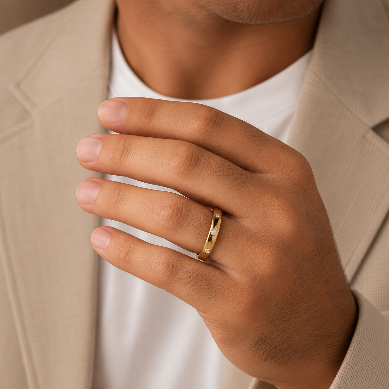 Atlas Flush-Set Moissanite Unisex Ring