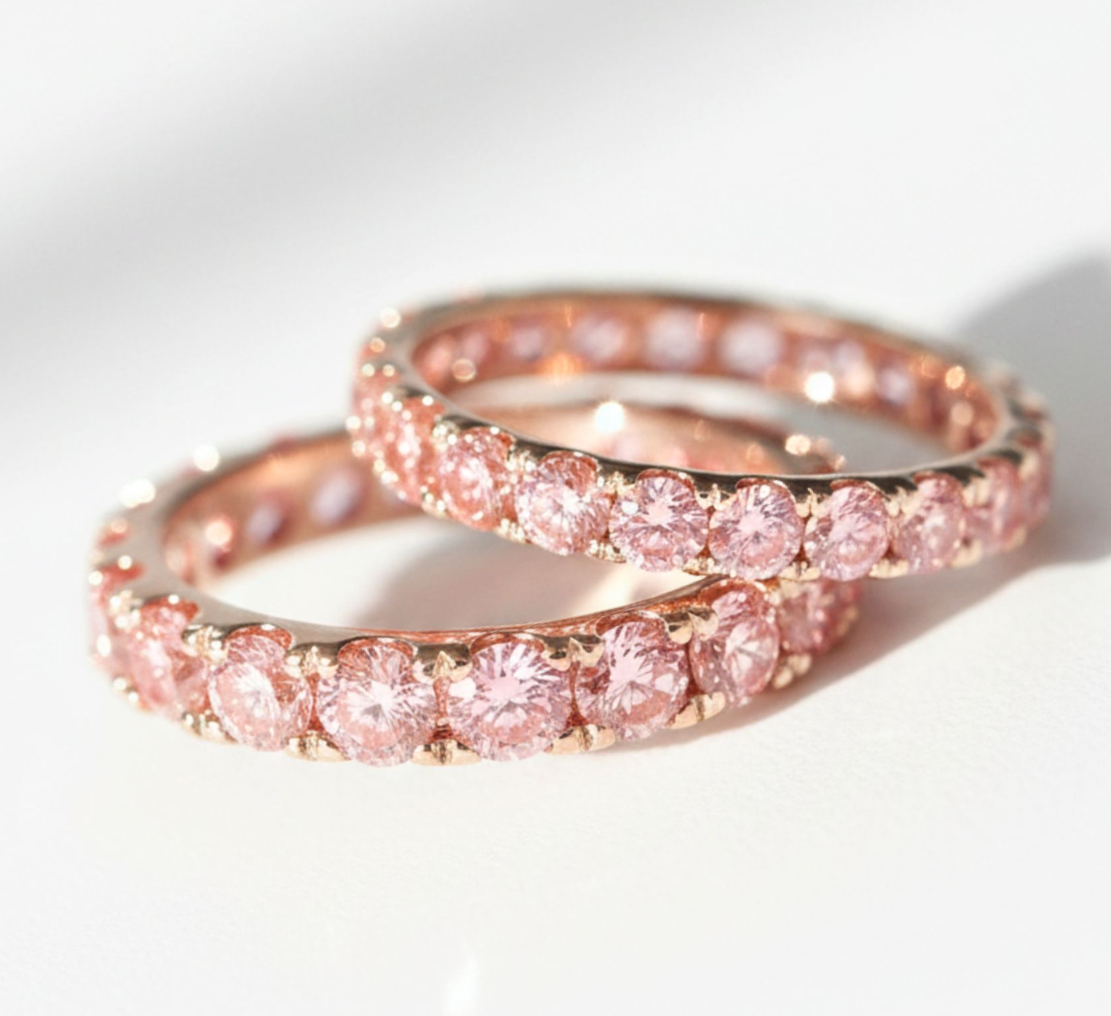 Rosavelle Pink Full Moissanite Eternity Ring