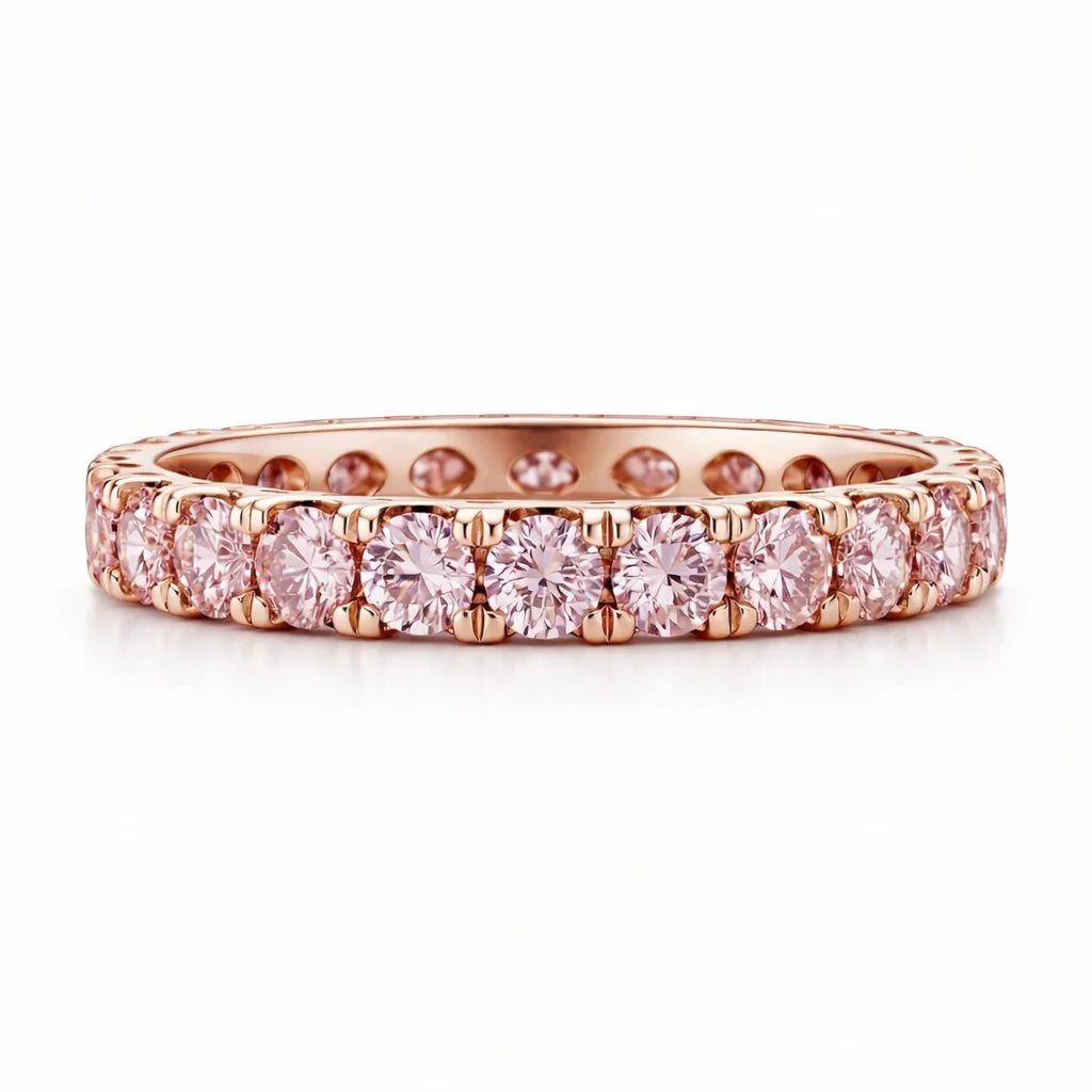 Rosavelle Pink Full Moissanite Eternity Ring