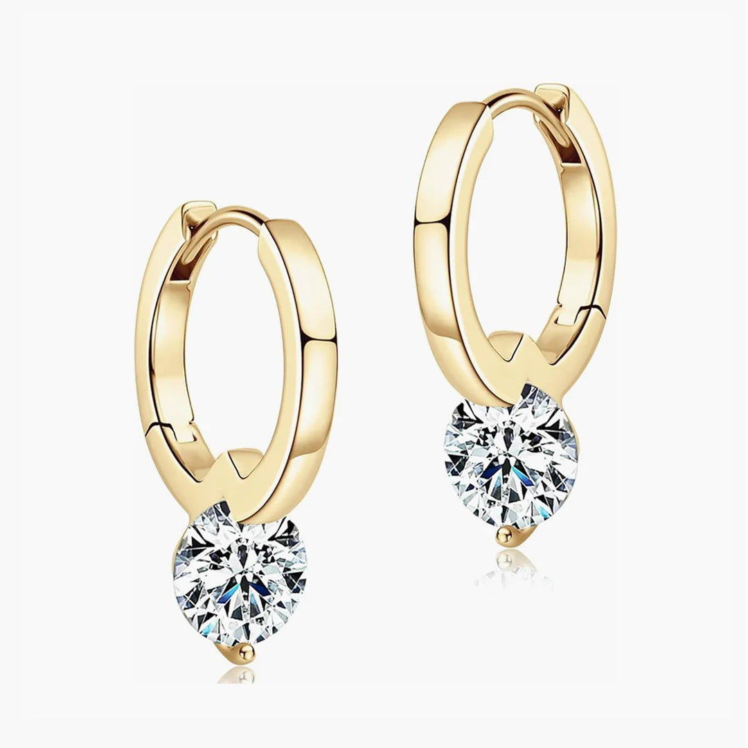 Selene Orb Drop Huggie Moissanite Earrings