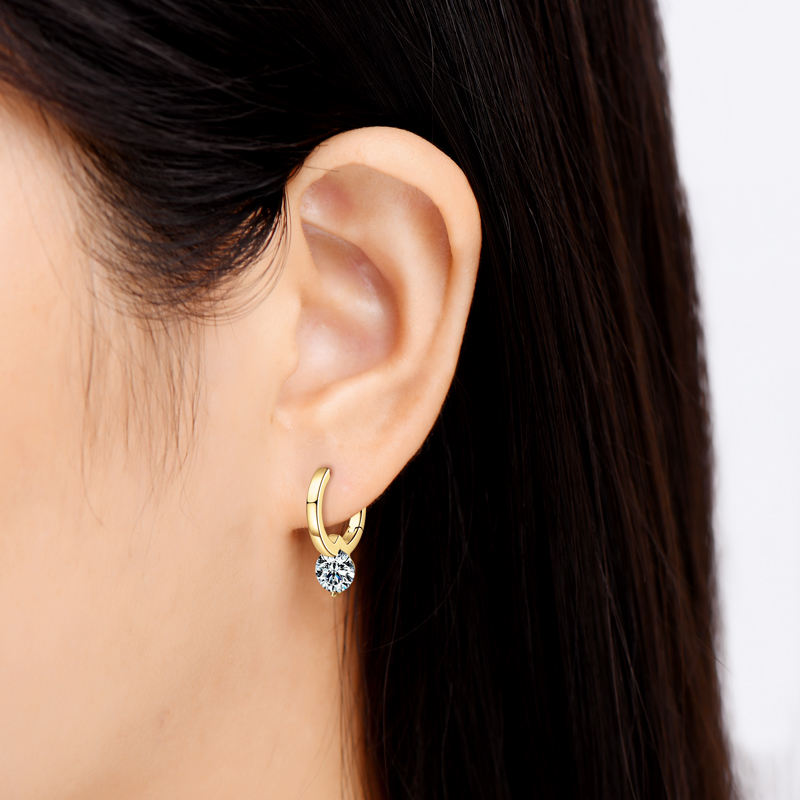 Selene Orb Drop Huggie Moissanite Earrings