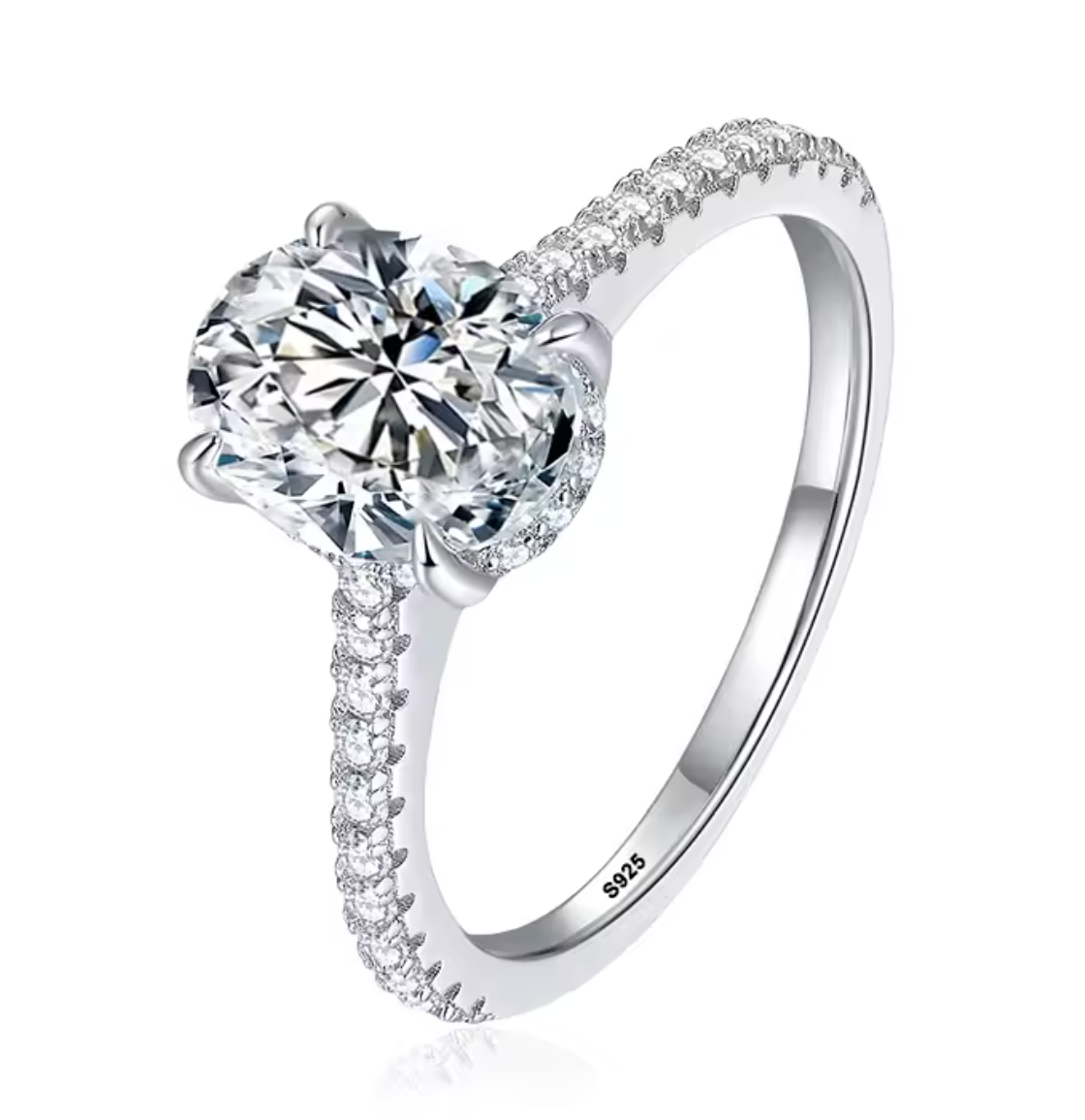 Selene Oval-Cut Pavé Moissanite Ring