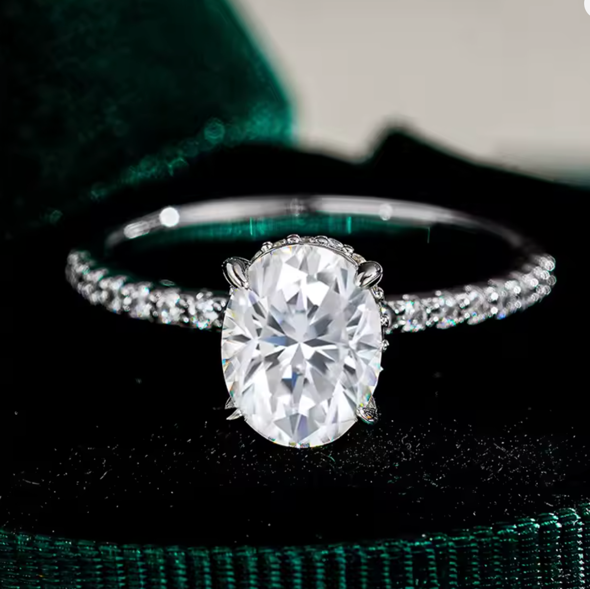 Selene Oval-Cut Pavé Moissanite Ring