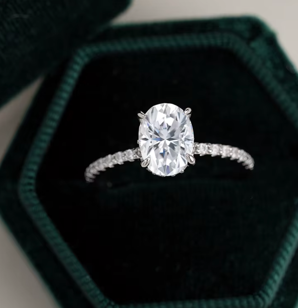 Selene Oval-Cut Pavé Moissanite Ring