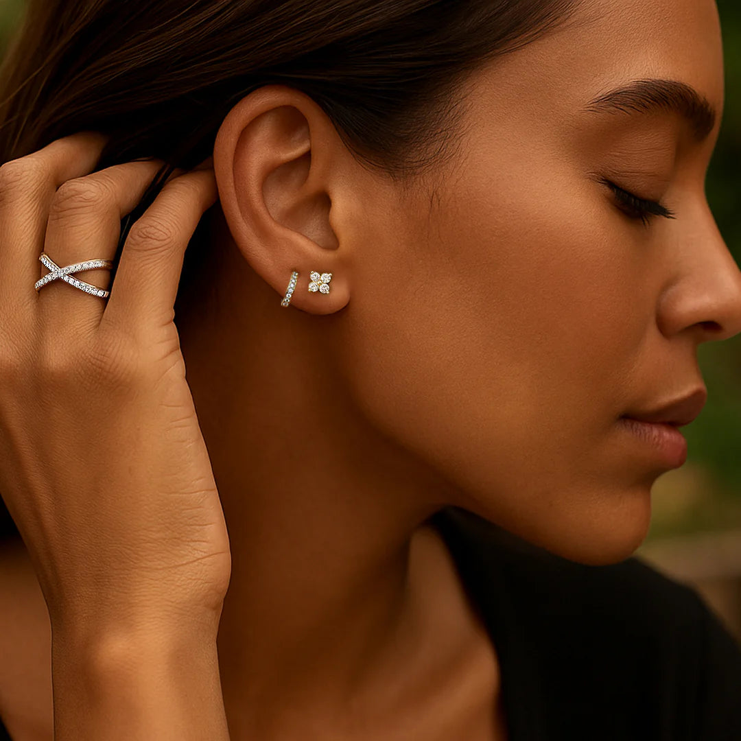 Selene Pavé Hoop Moissanite Earrings