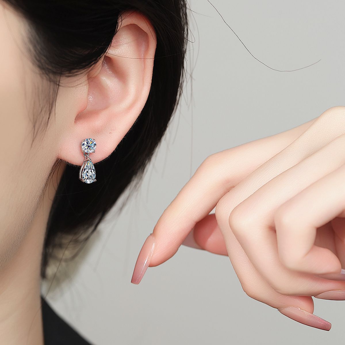 Selene Pear -Drop Moissanite Earrings