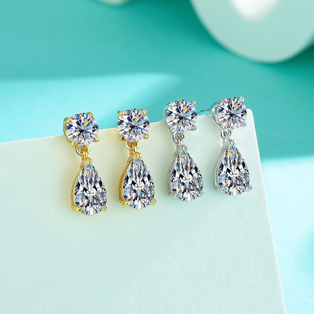 Selene Pear -Drop Moissanite Earrings