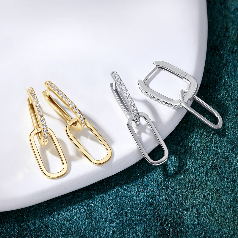 Thea Duo Pavé Paperclip Earrings