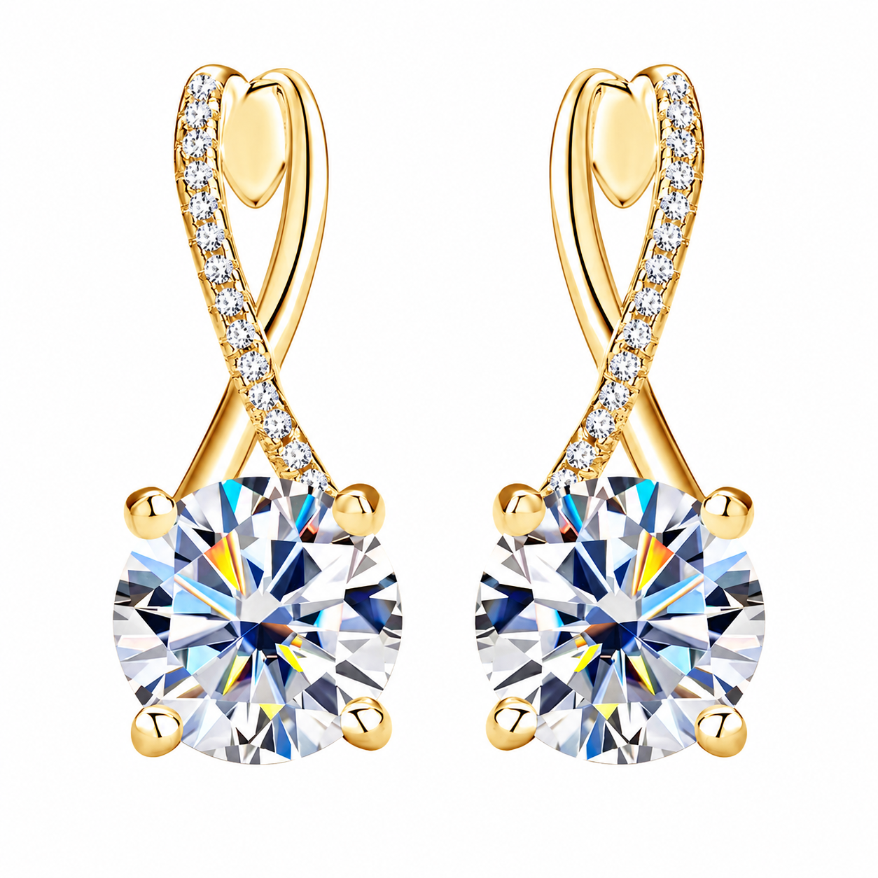 Selene Twist Round-Cut Moissanite Earrings