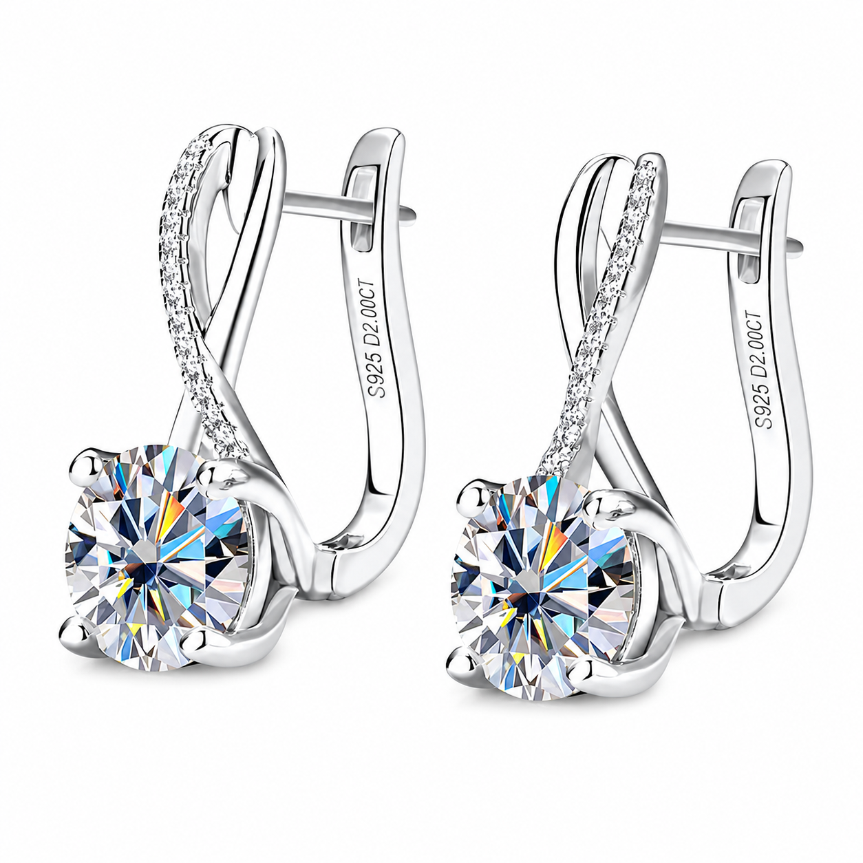 Selene Twist Round-Cut Moissanite Earrings
