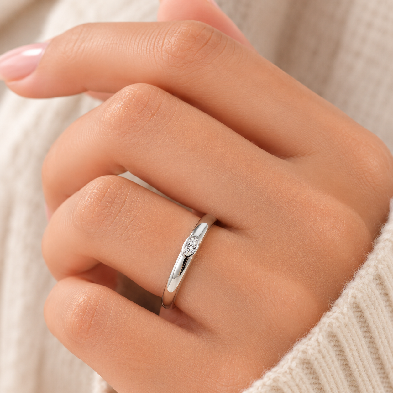 Ariston Inlaid Oval-Cut Moissanite Ring