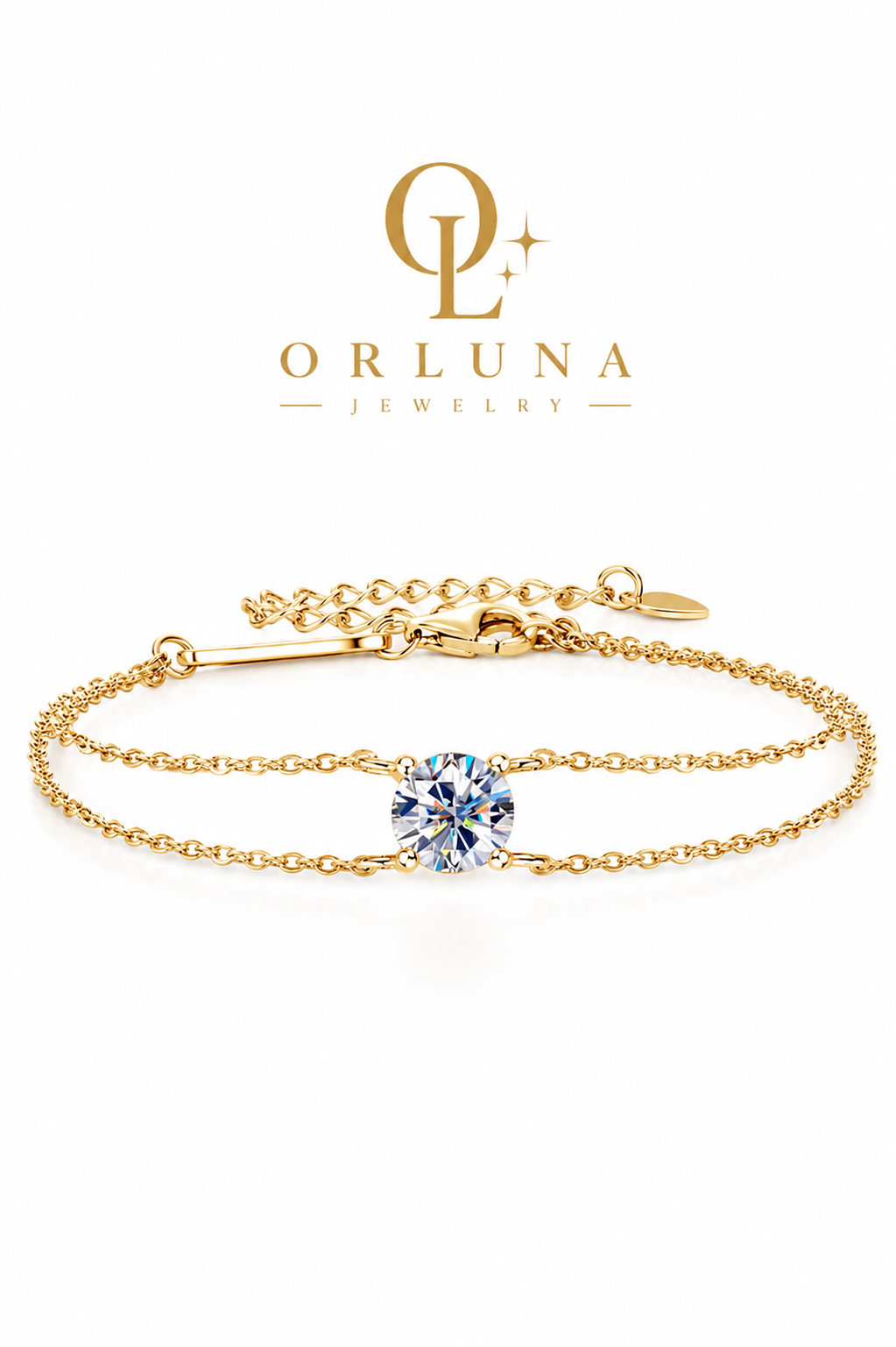 LUNA SOLITAIRE MOISSANITE BRACELET – 14K GOLD