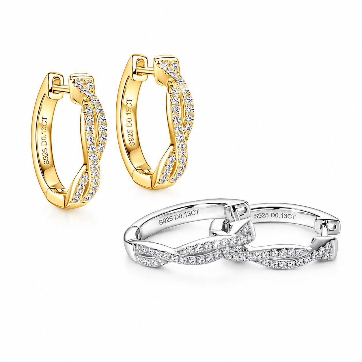 Selene Twist Moissanite Hoops Earrings