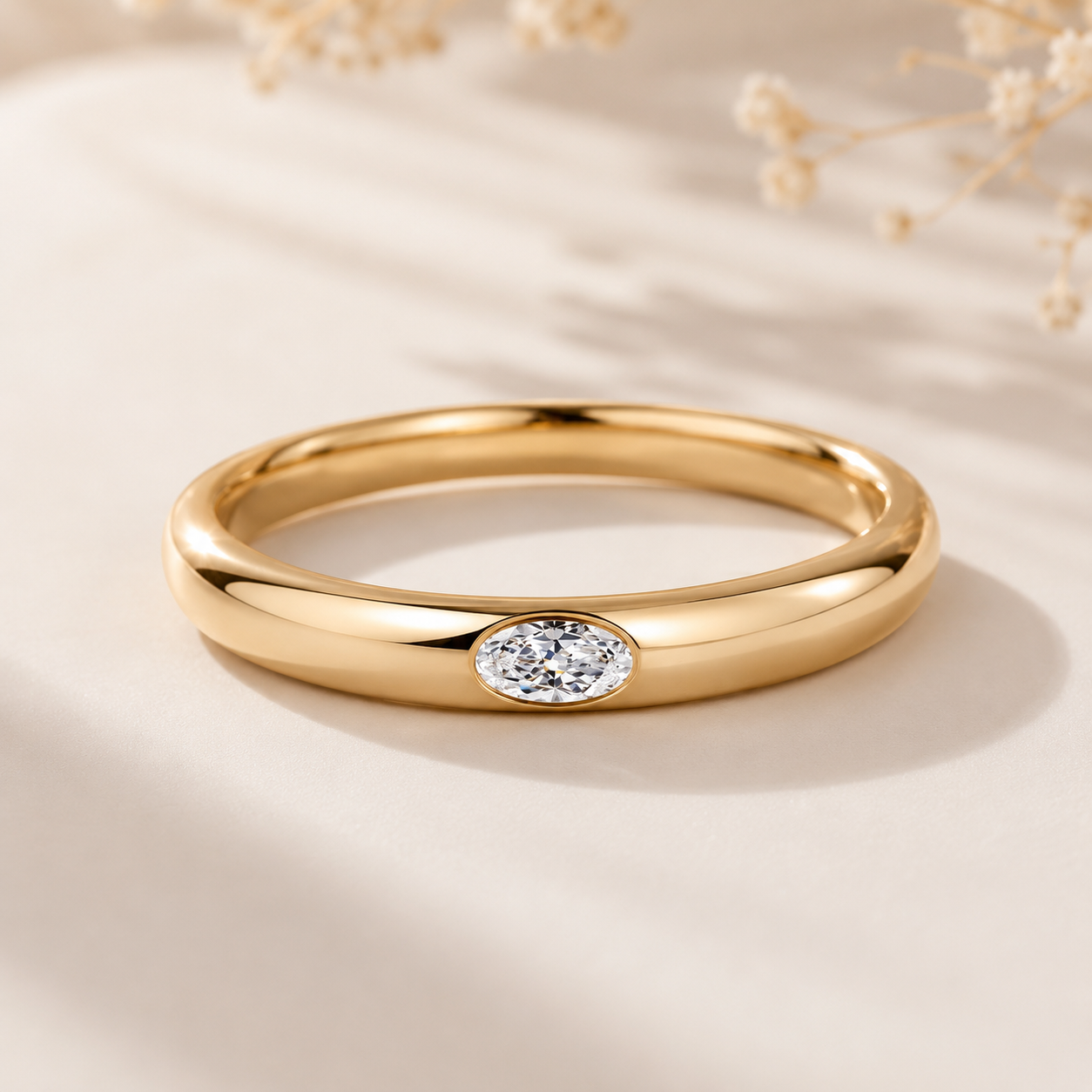 Ariston Inlaid Oval-Cut Moissanite Ring