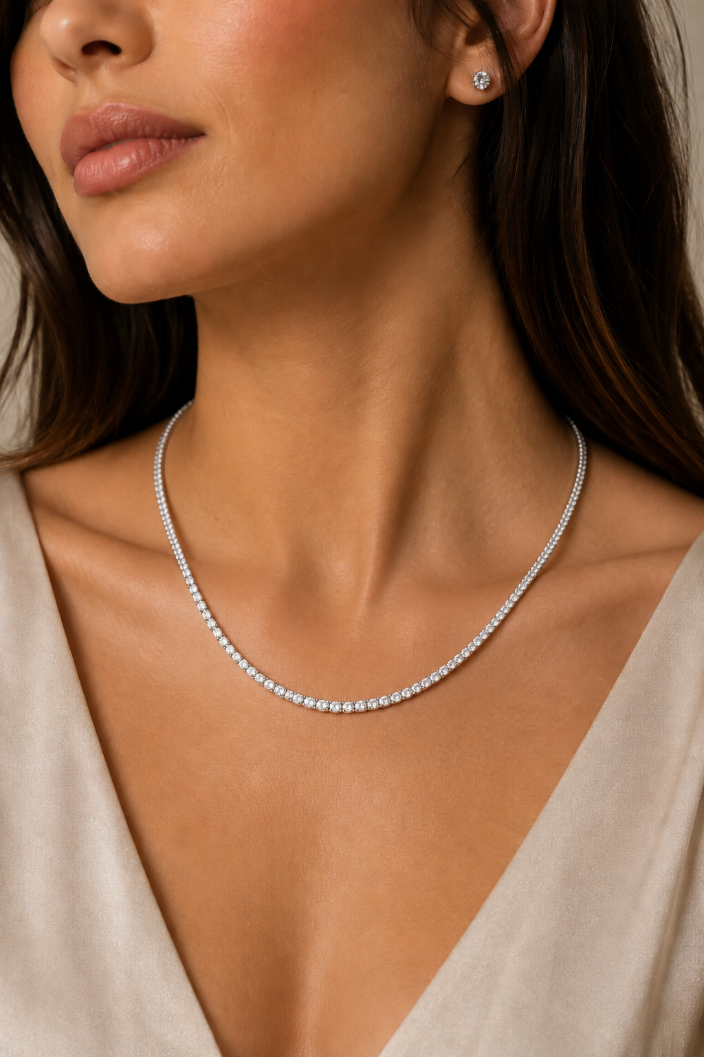 Celestia Signature Tennis Necklace – 14K Gold