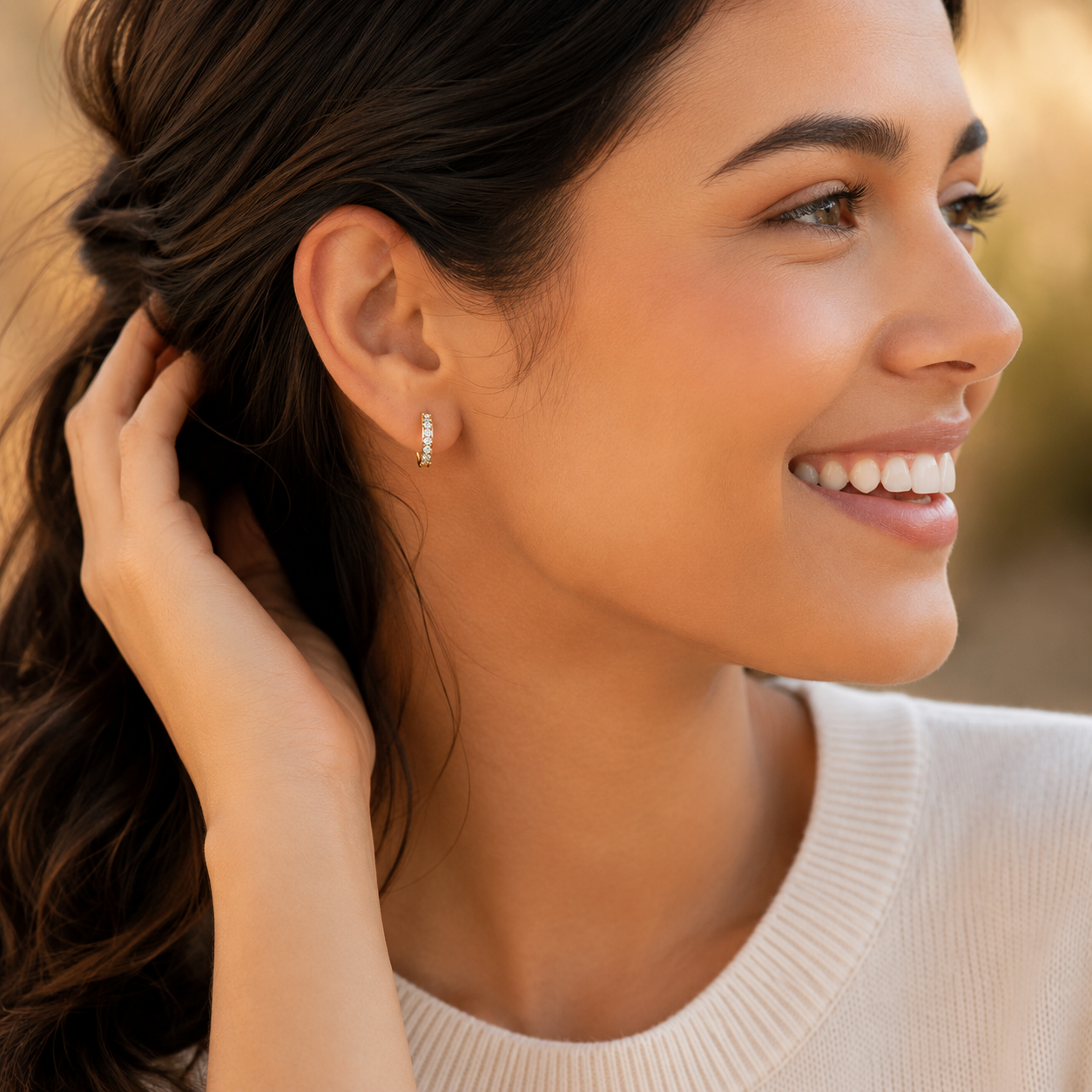 Selene Pavé Hoop Moissanite Earrings