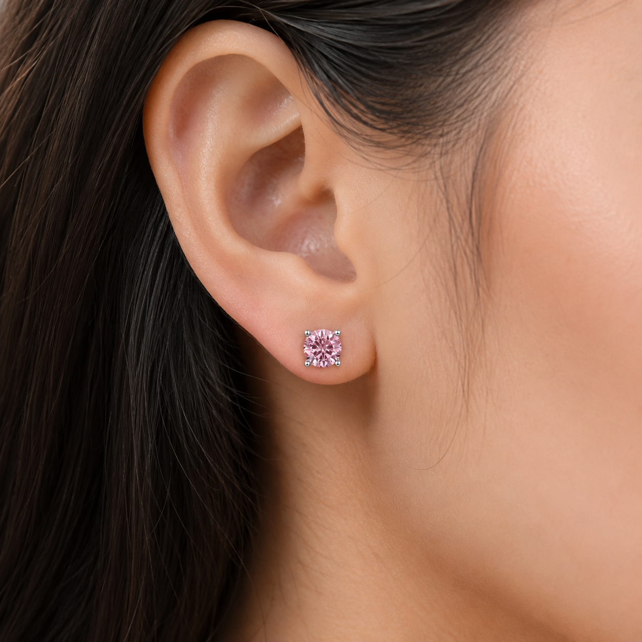 Rosavelle Pink Moissanite Stud Earrings