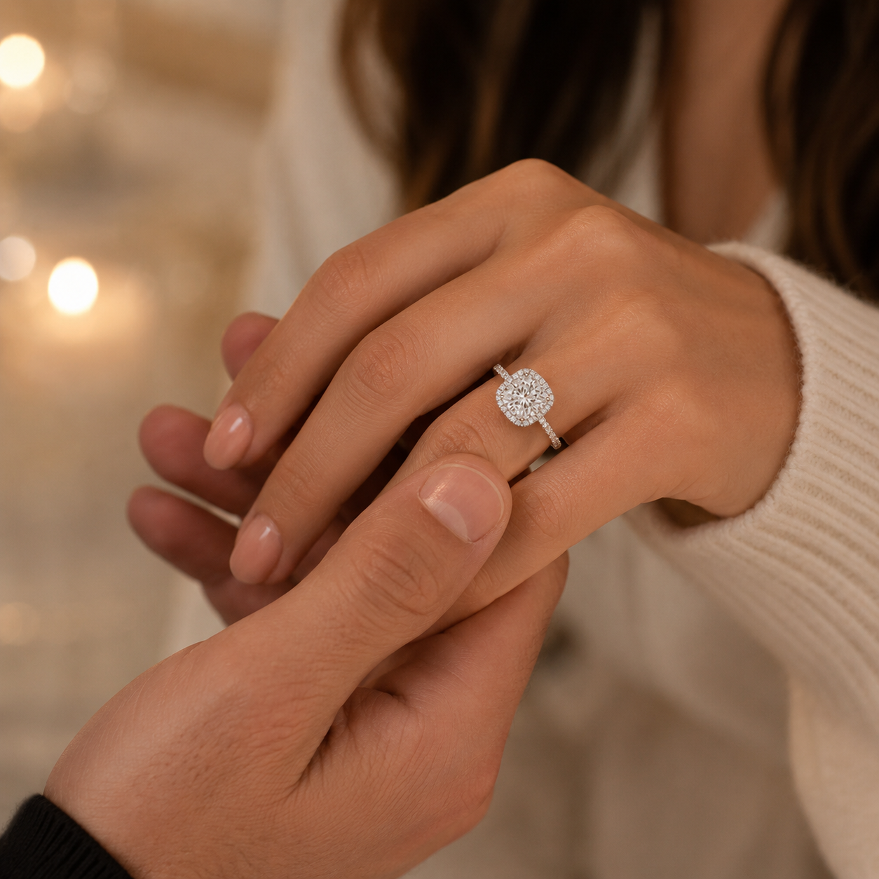Celestia Cushion-Cut Moissanite Halo Ring