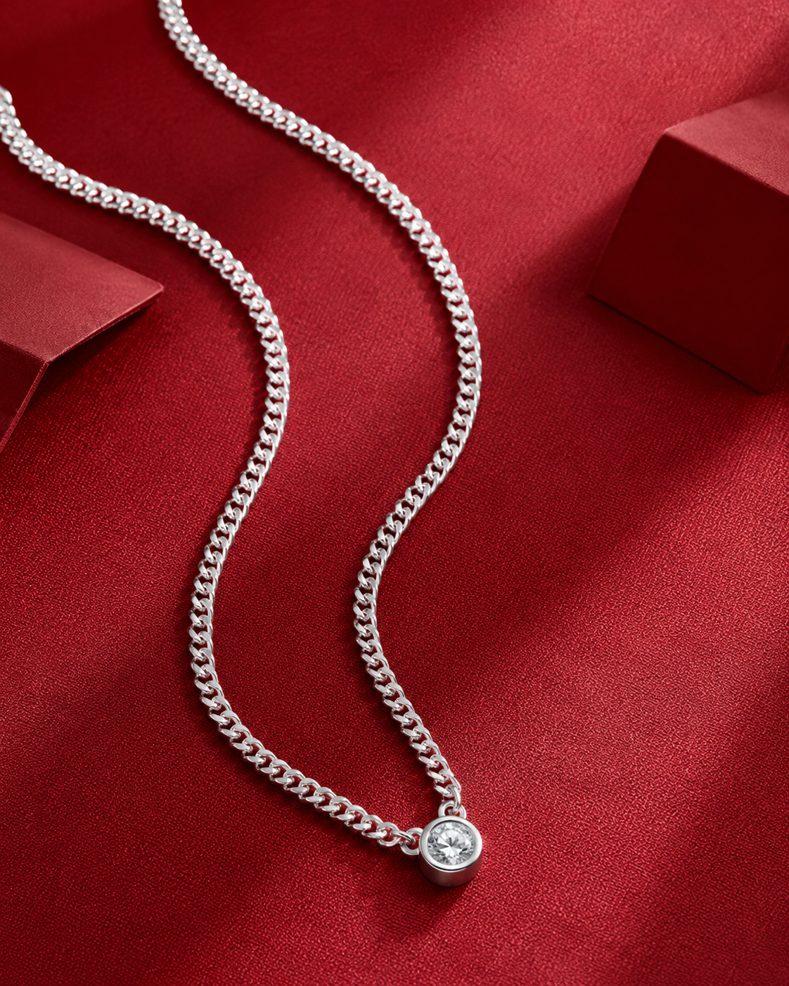 Atlas Solitaire Cuban Round-Cut Moissanite Necklace