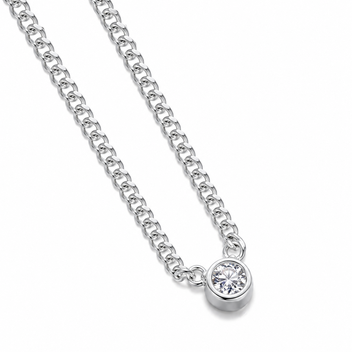 Atlas Solitaire Cuban Round-Cut Moissanite Necklace