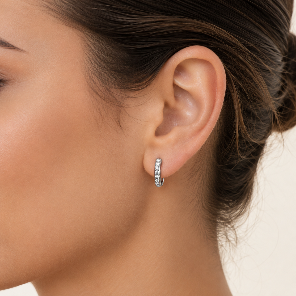 Selene Pavé Hoop Moissanite Earrings
