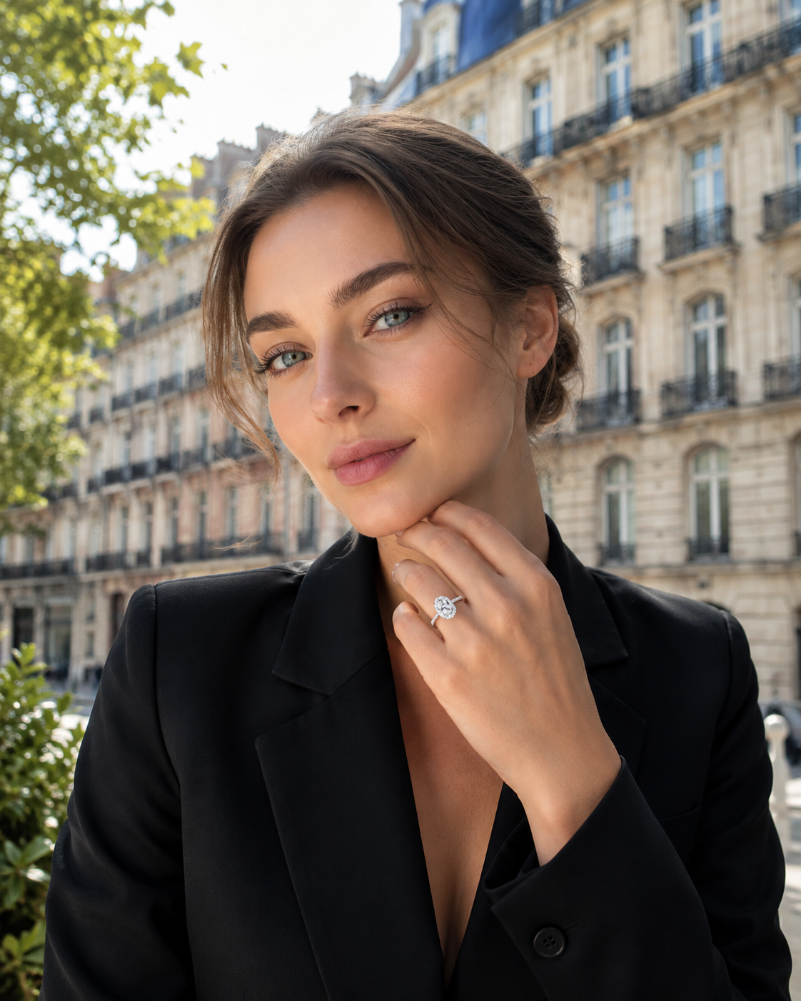 Selene Oval-Cut Pavé Moissanite Ring