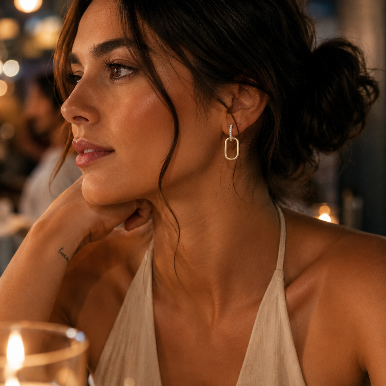 Thea Duo Pavé Paperclip Earrings