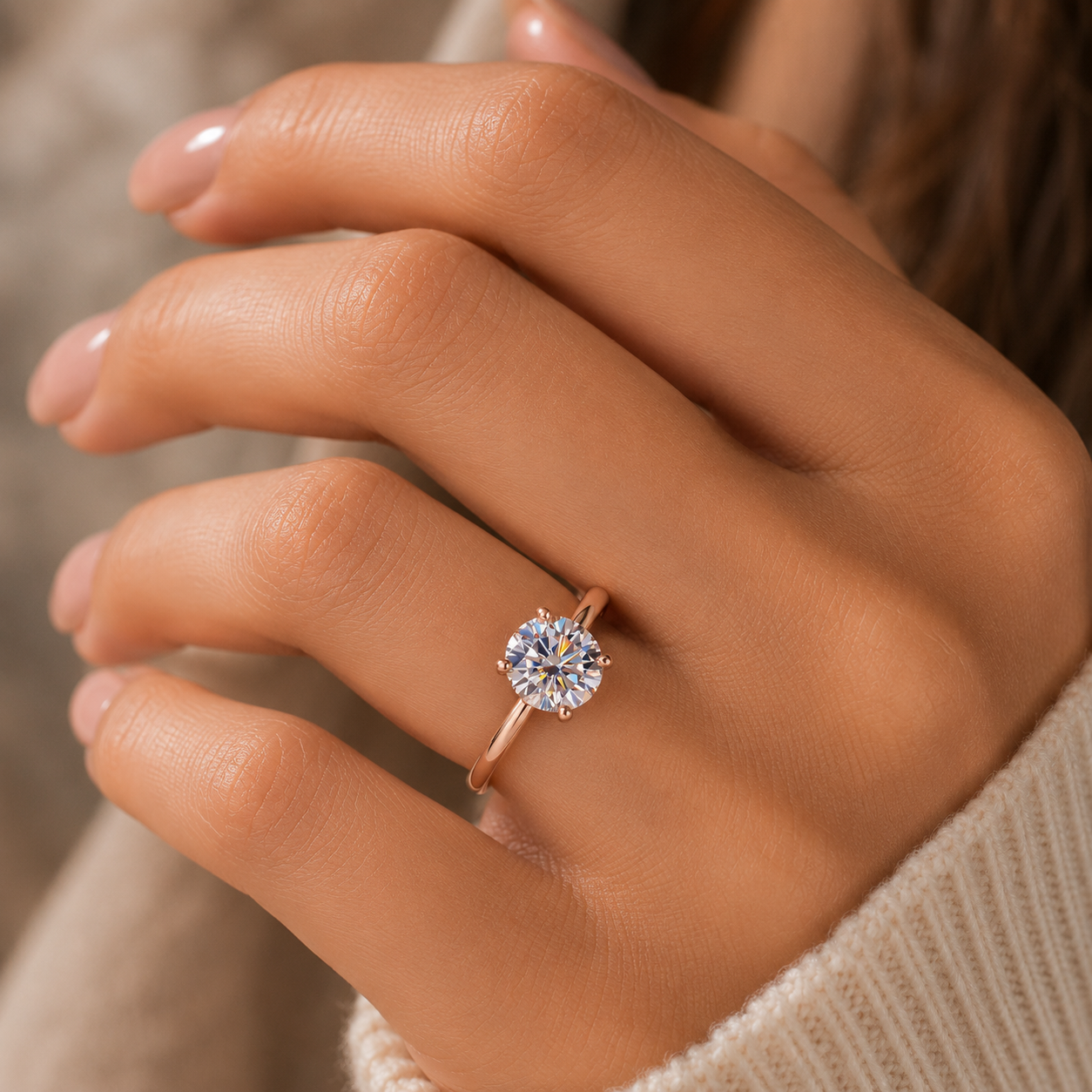 Aurora 6-Prong Solitaire Moissanite Ring