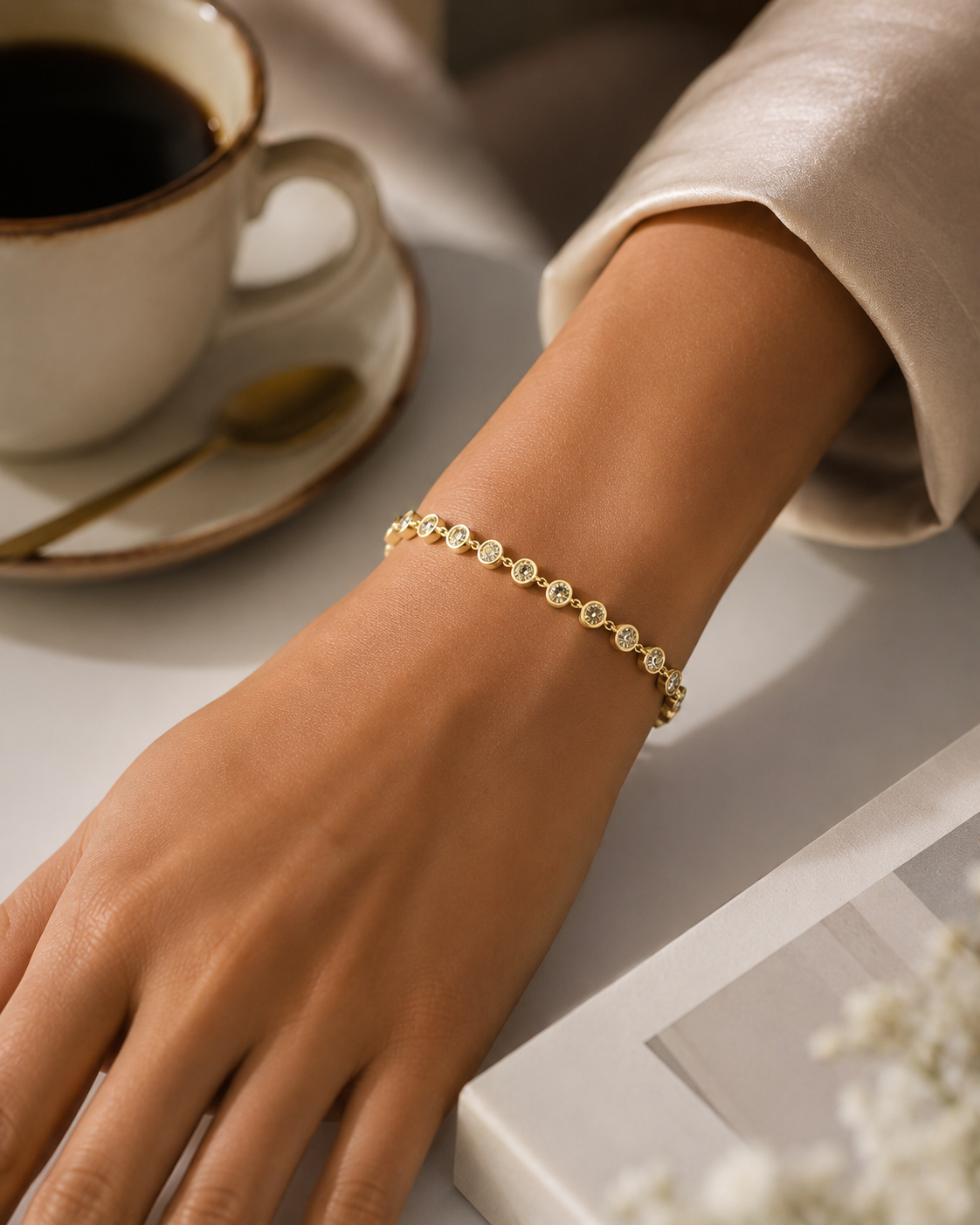Luna Bezel Tennis Moissanite Bracelet