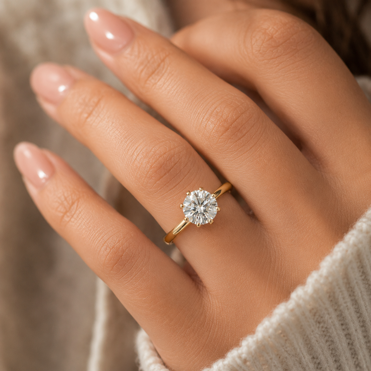 Aurora 6-Prong Solitaire Moissanite Ring