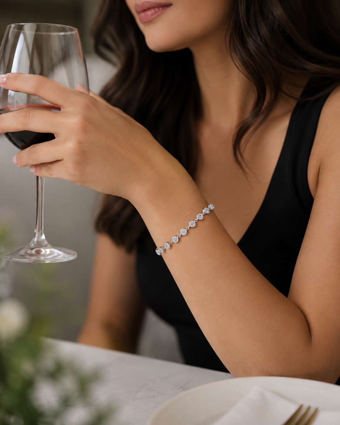Luna Bezel Tennis Moissanite Bracelet