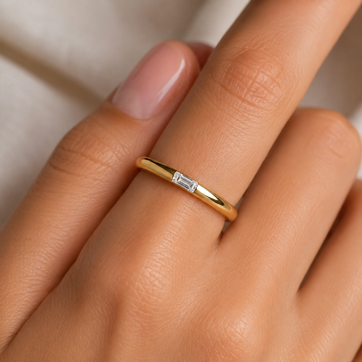 Ariston Inlaid Emerald-Cut Moissanite Ring