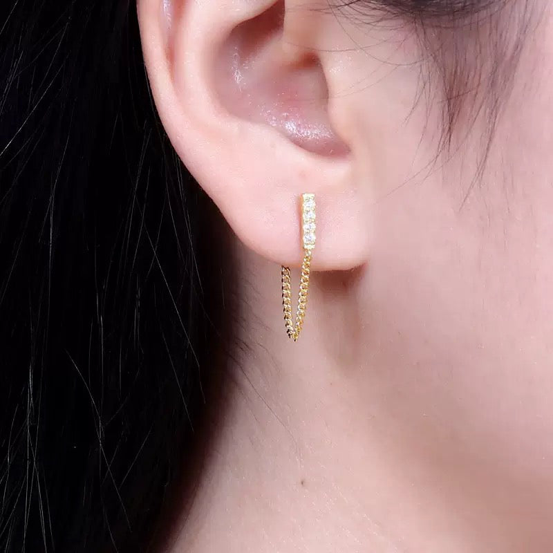 Aria Pave╠ü Chain Earrings