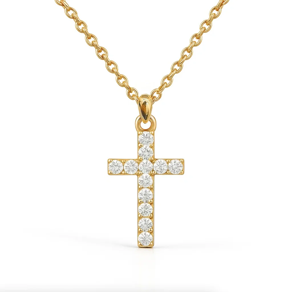 Aurora Pavé Cross Moissanite Necklace