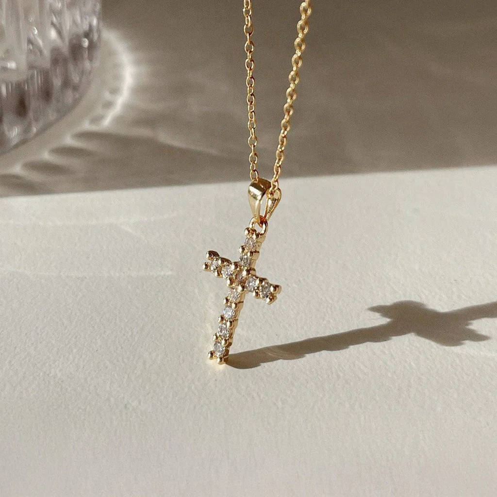 Aurora Pavé Cross Moissanite Necklace
