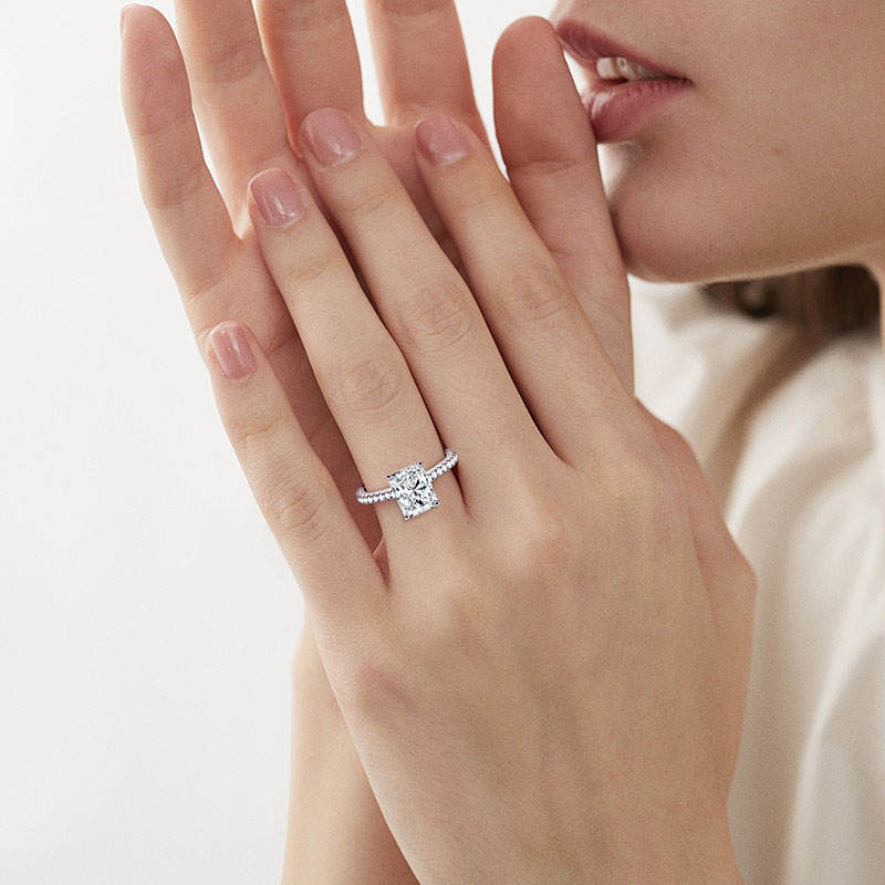 Ariston Emerald-Cut Moissanite Halo Ring