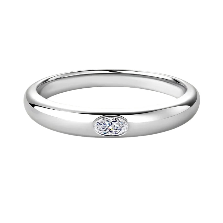 Ariston Inlaid Oval-Cut Moissanite Ring