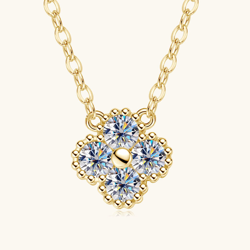 Aurora   Clover Moissanite Necklace