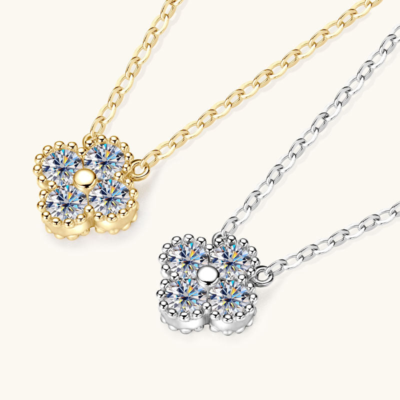 Aurora   Clover Moissanite Necklace