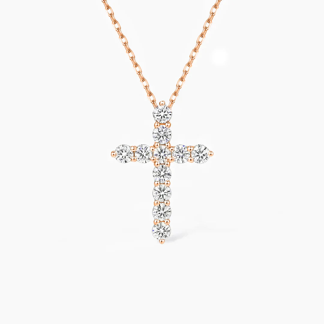 Aurora Delicate Cross Moissanite Necklace