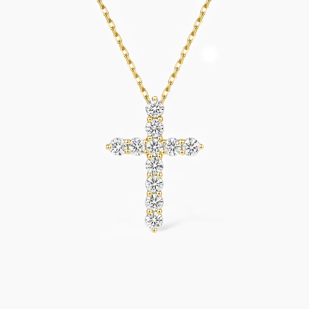 Aurora Delicate Cross Moissanite Necklace